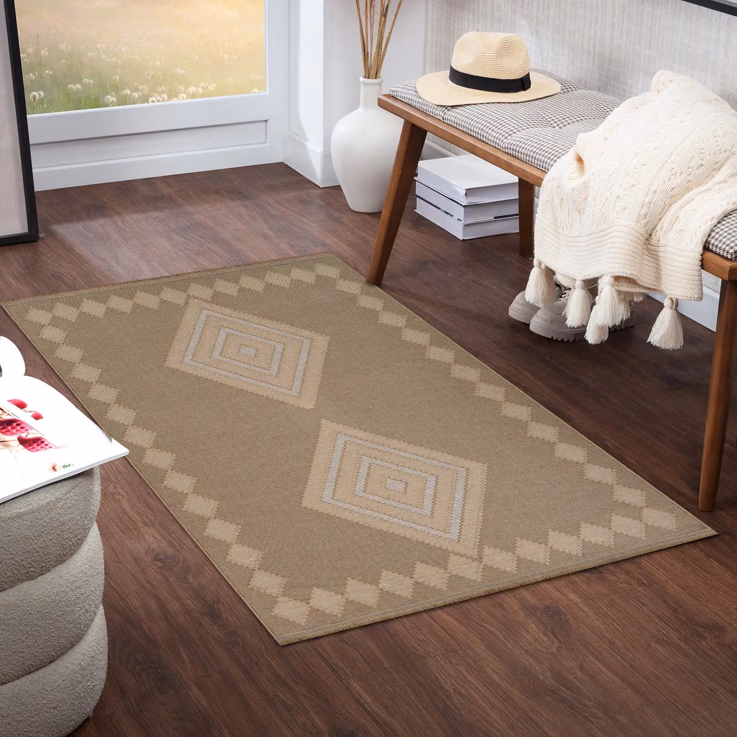 Livabliss Modern Washable Jute Rug in Beige, W: 80 cm, L: 220 cm – 3