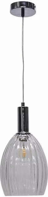 First Choice Lighting Birch Art Deco Pendant Fitting with Transparent Fluted Glass and Chrome Finish