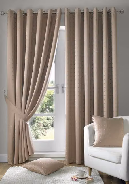 Madison Opaque Eyelet Curtains in Beige, W: 72 cm, H: 229 cm