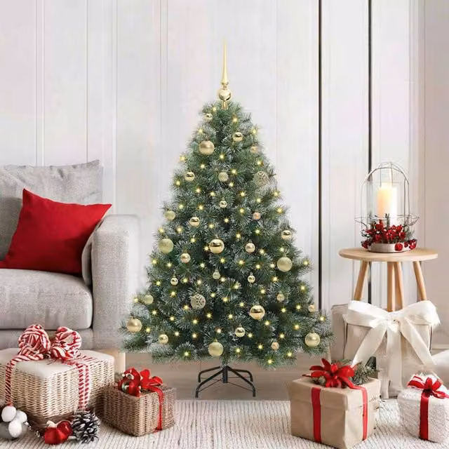 Berkfield Home Artificial Green Christmas Tree with 150 Warm White LEDs, Height: 120 cm