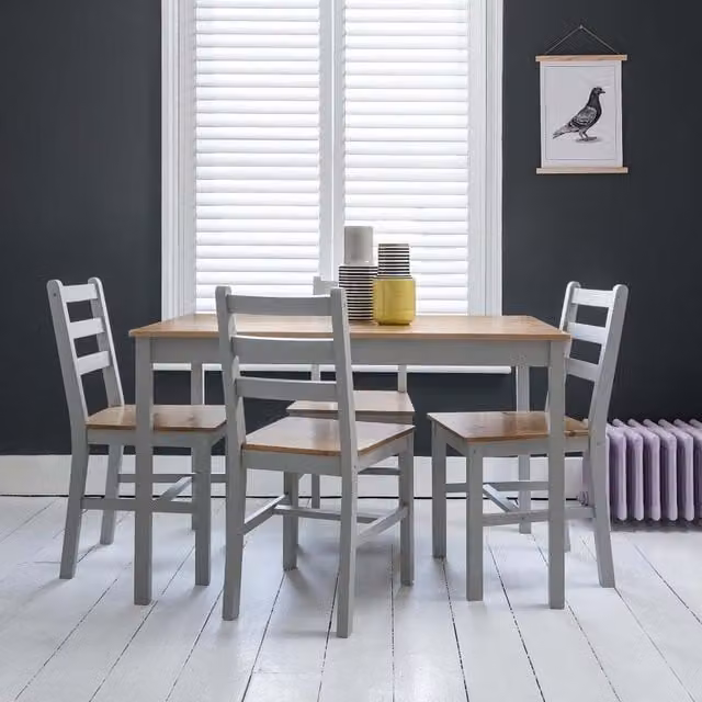 Noa and Nani Modern Square Pine Dining Table in Grey