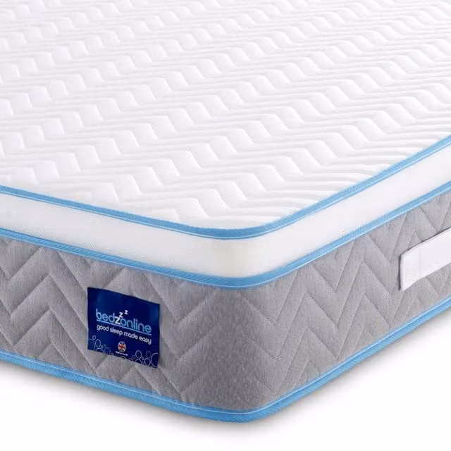 Bedzonline Maxi Cool Prime Hybrid Mattress with Memory Foam and Temperature Regulation, Blue and White, W/D/H: 120 x 200 cm – 1