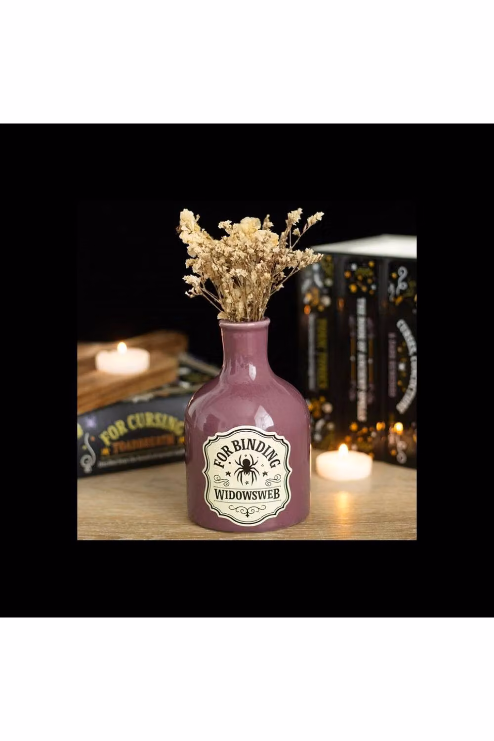 KDMD Widowsweb Mini Potion Bottle Ceramic Vase and Taper Candle Holder in Purple – 2