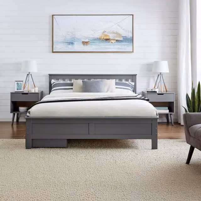FurnitureboxUK Azure Modern Solid Pine Bed Frame in Grey with 4 Drawers and Mattress, 180 x 200 cm