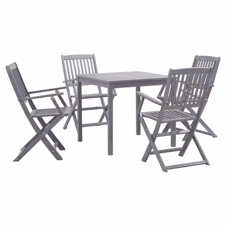 Berkfield Home 5 Piece Grey Acacia Wood Garden Dining Set