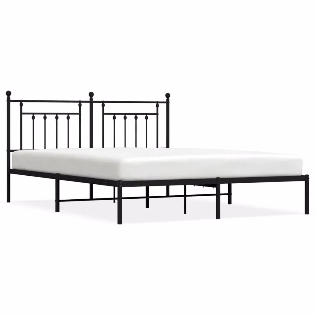 Berkfield Home Metal Bed Frame with Headboard in Black, W/D/H: 160 x 200 cm – 2