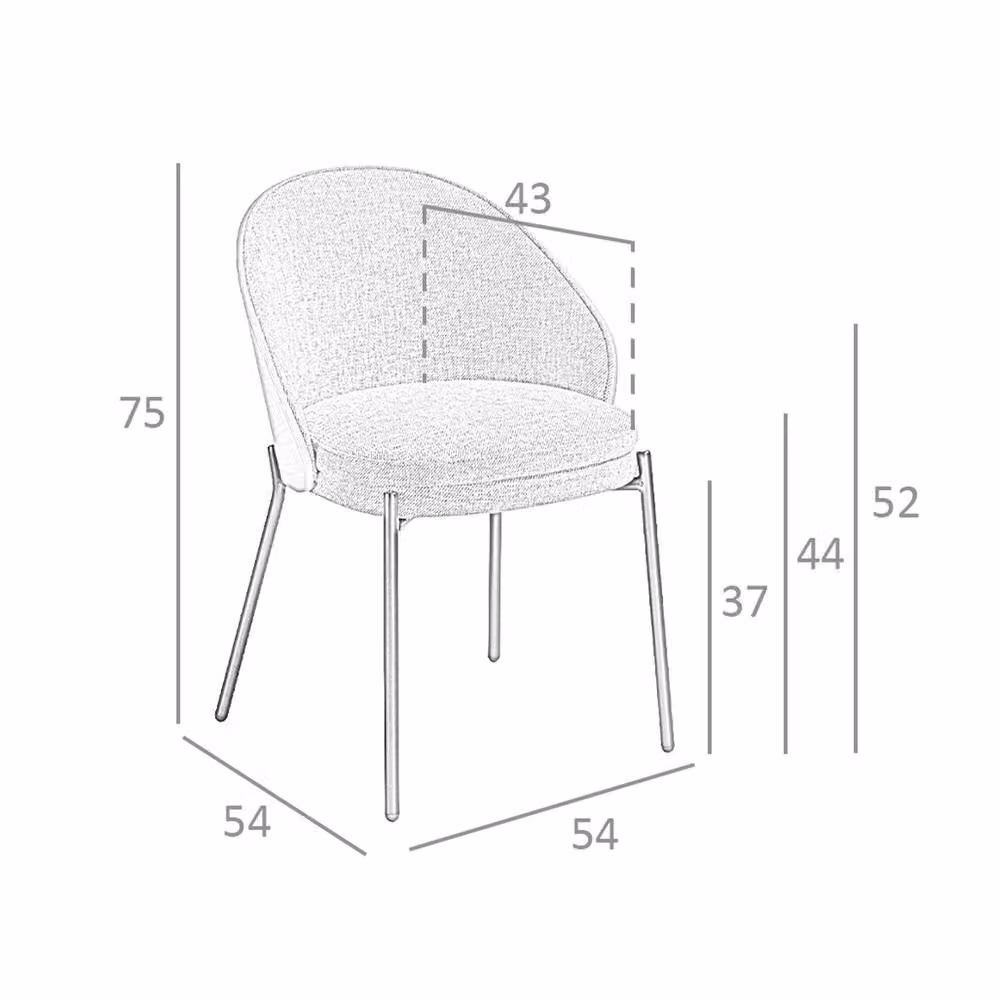 Angel Cerda Grey Fabric Dining Chair with Walnut Veneer and Black Accents – 5