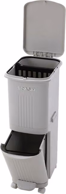 Livingandhome 30L 2-Tier Pedal Trash Bin with Dry and Wet Divider in Grey