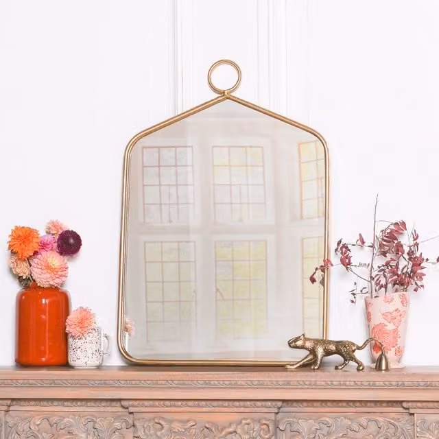 Glasstone Gold Rectangular Hook Wall Mirror W/H: 69 x 48 cm