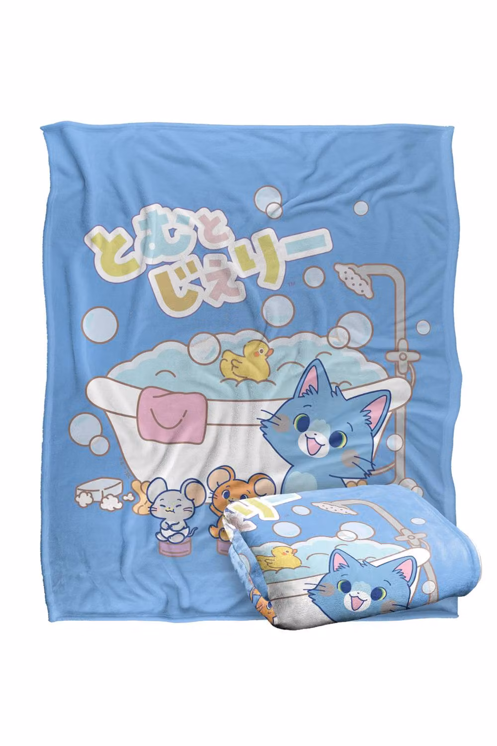 Warner Bros. Gokko X Tom & Jerry Bath Time Silky Touch Super Soft Blue Multicolour Throw Blanket for Adults, Extra Large – 2