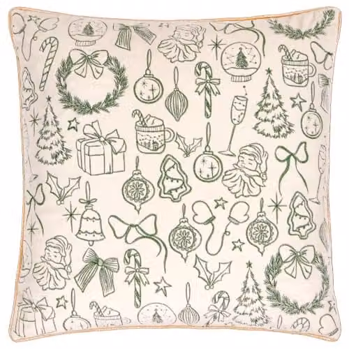 Riva Home Merry Christmas Velvet Square Cushion in Beige, W/D/H: 45 x 45 x 45 cm