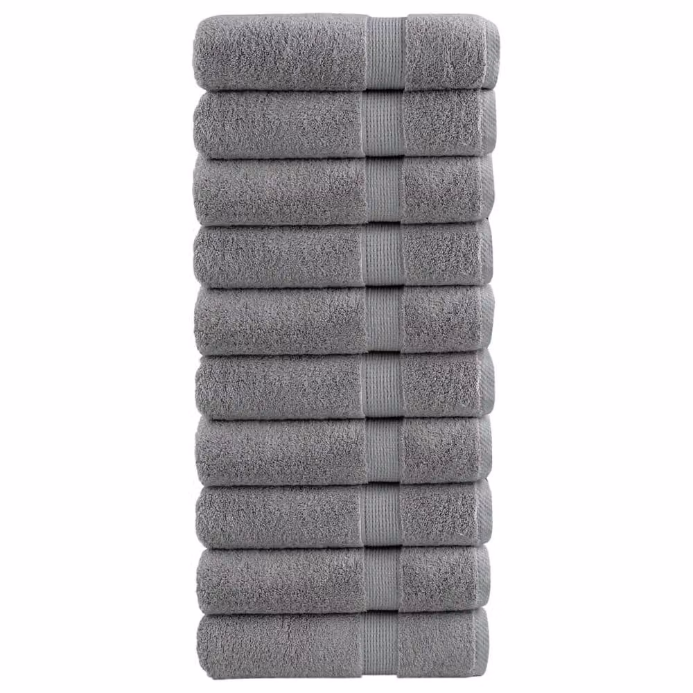 Berkfield Home SOLUND Premium Cotton Terry Bath Towels, Grey, 10 Pack, W: 100 cm, L: 150 cm, 600gsm – 2