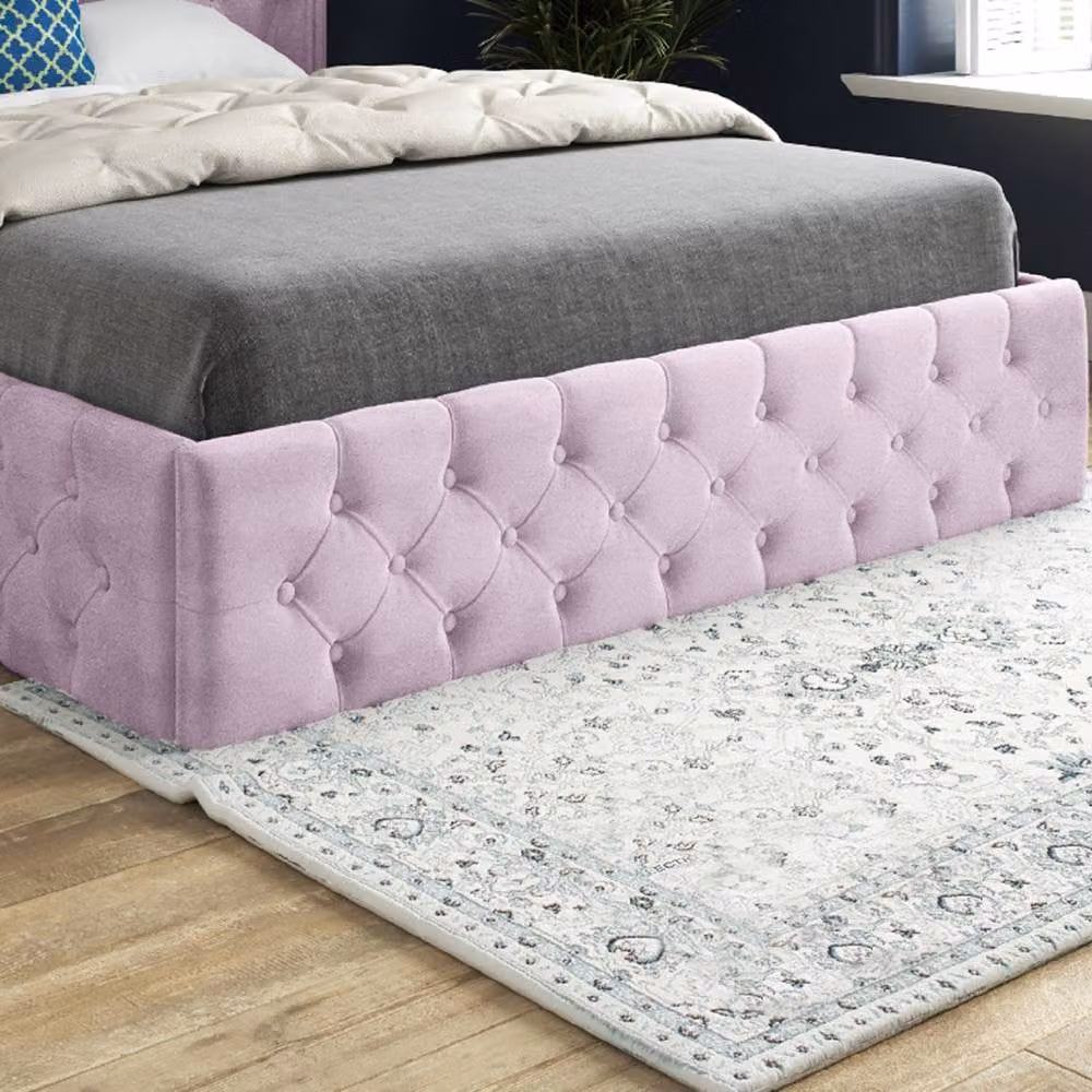 Casani Tackley Chesterfield Upholstered Bed Frame in Pink Soft Velvet, Size: Super King, W/D/H: 200 x 137 x 189 cm – 5