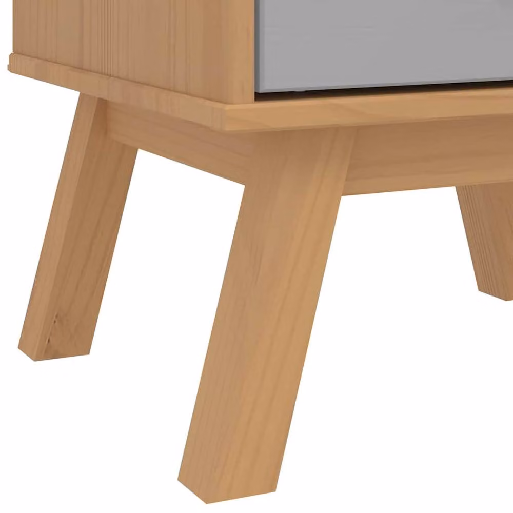 Berkfield Home Olden Bedside Cabinet in Grey and Brown Solid Pine Wood W/D/H: 39 x 45 x 57 cm – 3