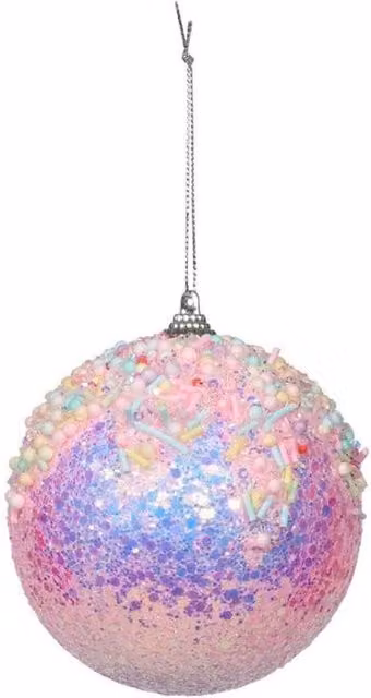 KDMD Iridescent Glitter Bauble Pack of 3, Multicolour, Diameter: 10 cm