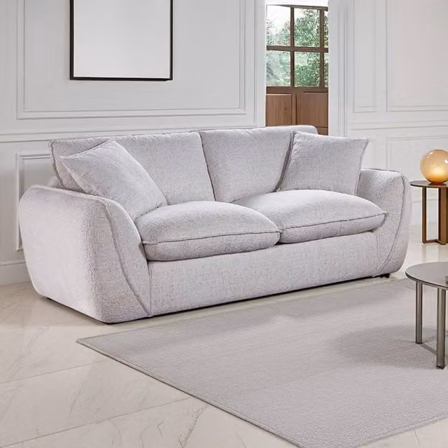 Furnishings For Less UK Berti Modern 2 Seater Fabric Sofa in Beige