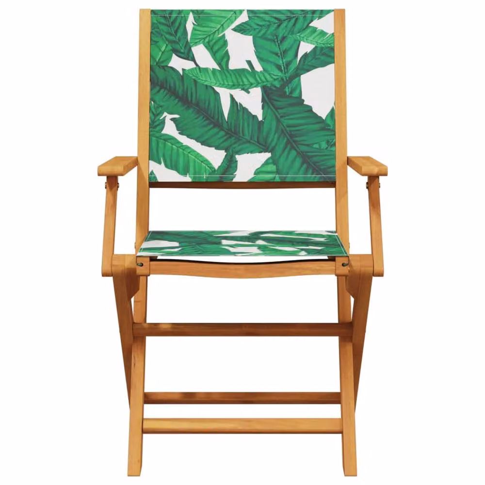 Berkfield Home 3 Piece Bistro Set in Green with Acacia Wood and Floral Pattern Fabric – 3
