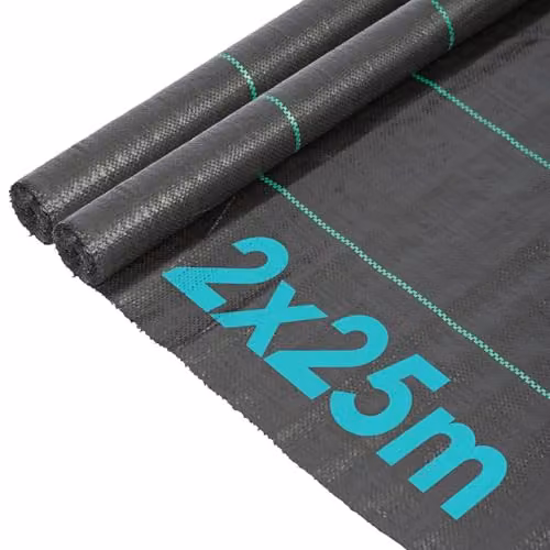 Harbour Housewares Black Heavy Duty 110gsm Weed Control Membrane Fabric for Ornamental Gardens