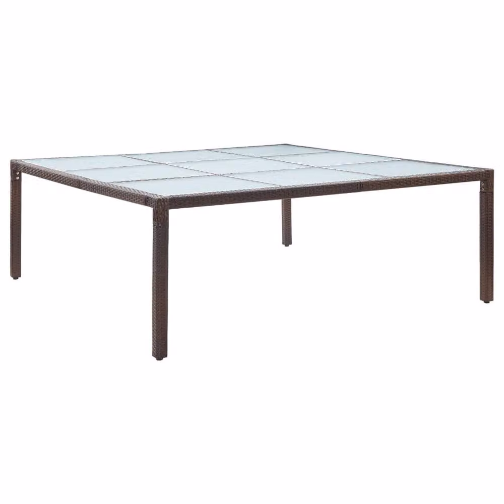 Berkfield Home Durable Brown Poly Rattan Garden Dining Table W/D/H: 200 x 200 x 74 cm – 2