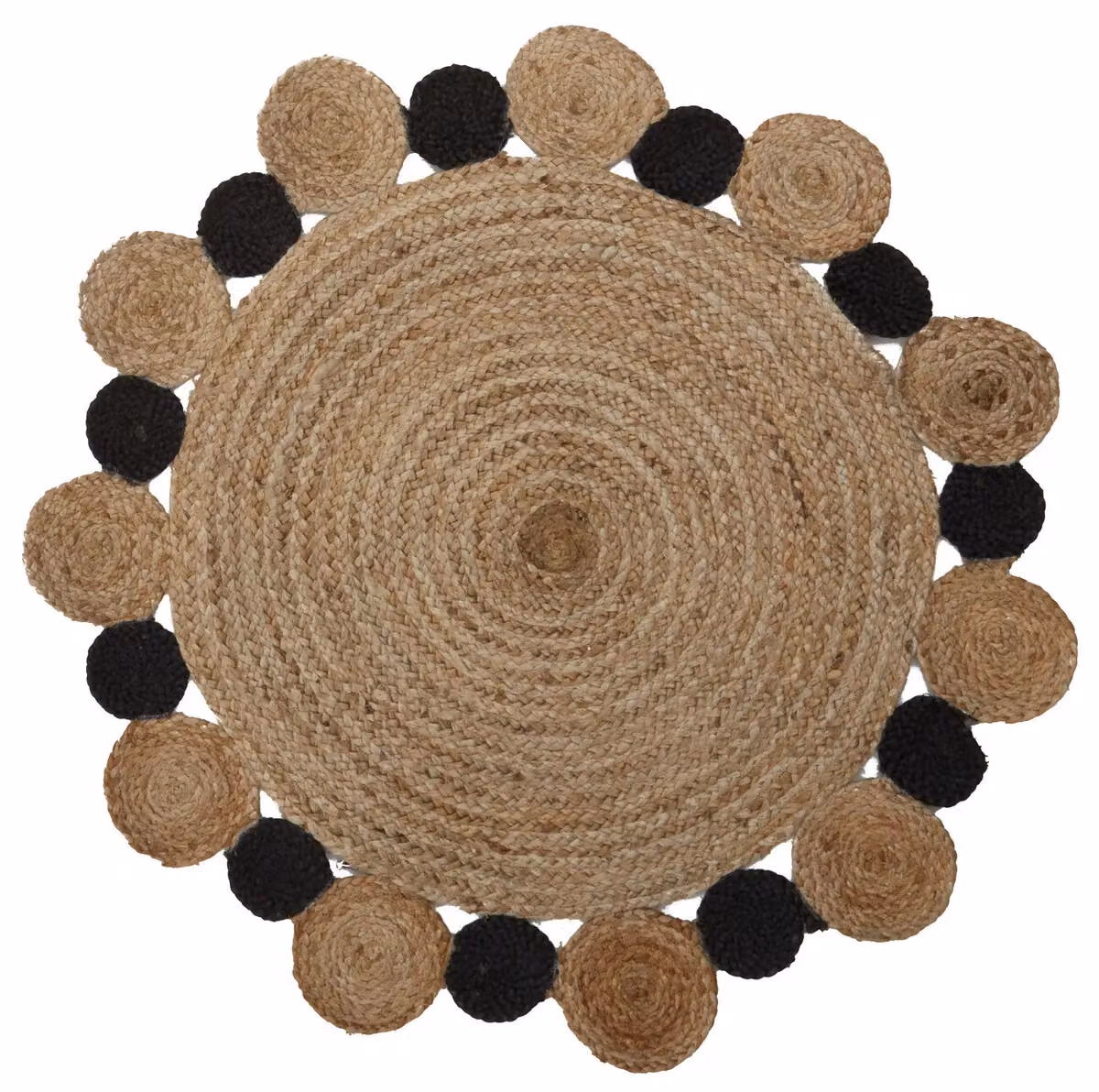 Orsina Bosie Demir Small Round Woven Jute Rug in Brown and Black, Diameter: 100 cm – 3
