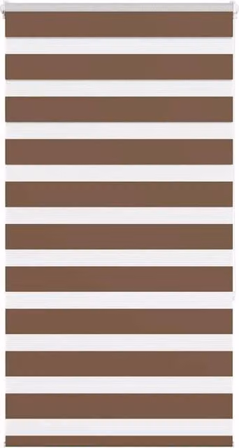 Berkfield Home Zebra Blind in Brown, W: 90 cm, H: 150 cm, Polyester Fabric – 1