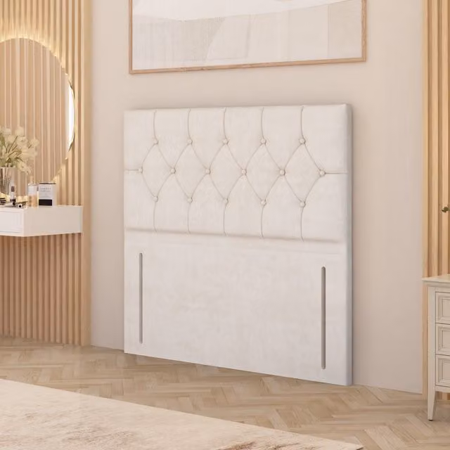 Somnior Beds Ltd Chesterfield Upholstered Floor Standing Headboard in Ivory Velvet