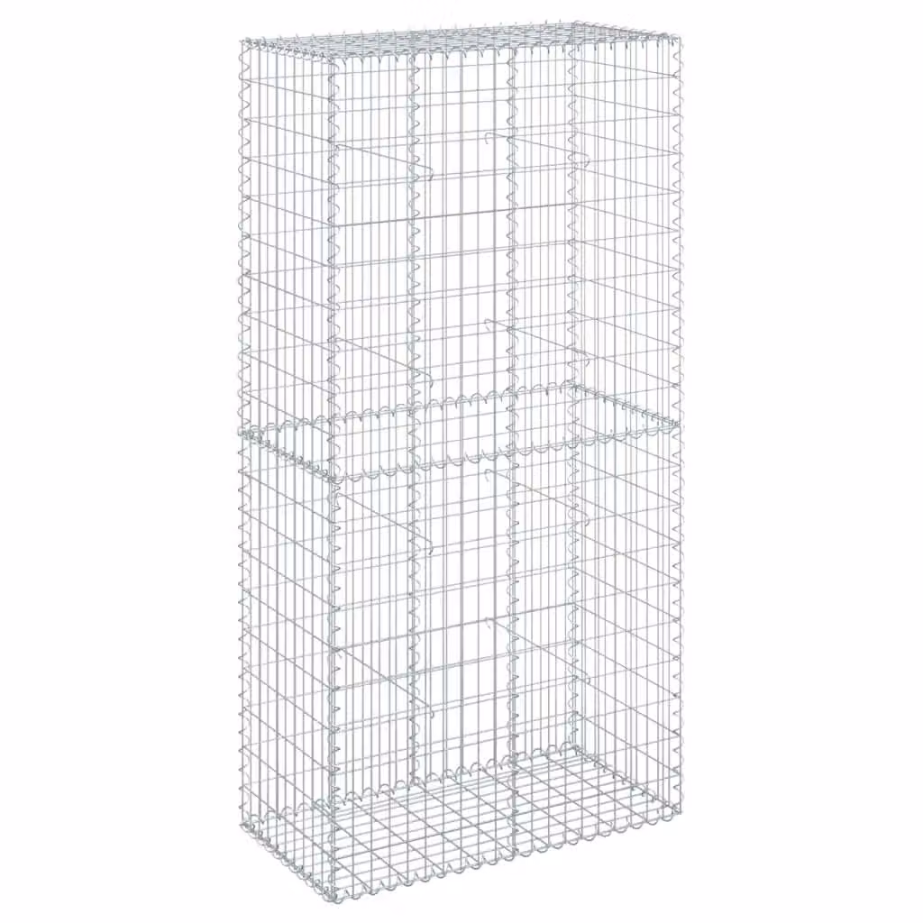 Berkfield Home Silver Galvanised Steel Gabion Basket with Cover, W: 100 cm, D: 50 cm, H: 200 cm – 2
