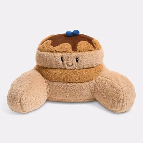 OHS Blueberry Pancake Cuddle Cushion in Brown, Soft Teddy Fleece Reading Pillow, W/D/H: 75 x 36 x 38 cm – 3