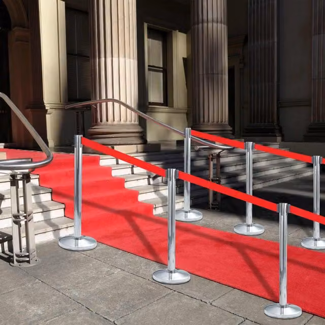 Berkfield Home Stainless Steel Silver Stanchion with Belt Airport Barrier
