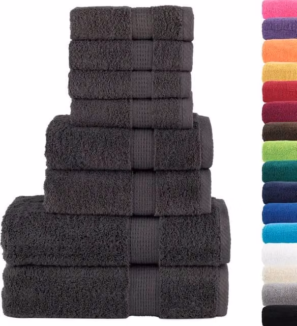 Berkfield Home SOLUND 8 Piece Premium Cotton Terry Towel Set in Anthracite, 600 gsm – 1