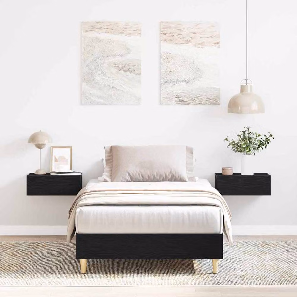 Berkfield Home Black Oak Bed Frame W/D/H: 190 x 75 x 25 cm – 2