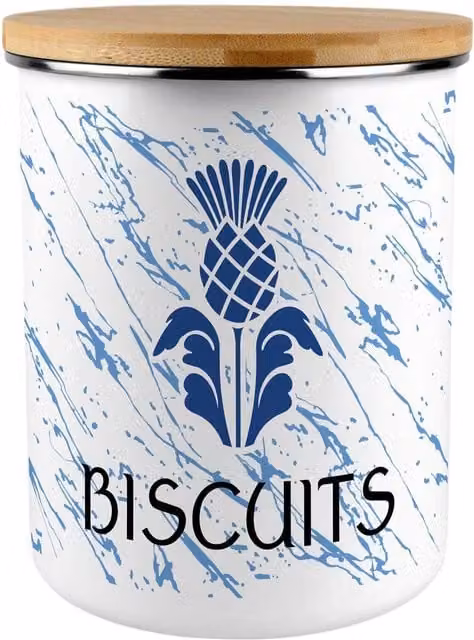 Purely Home Floral Blue and White Metal Biscuit Tin