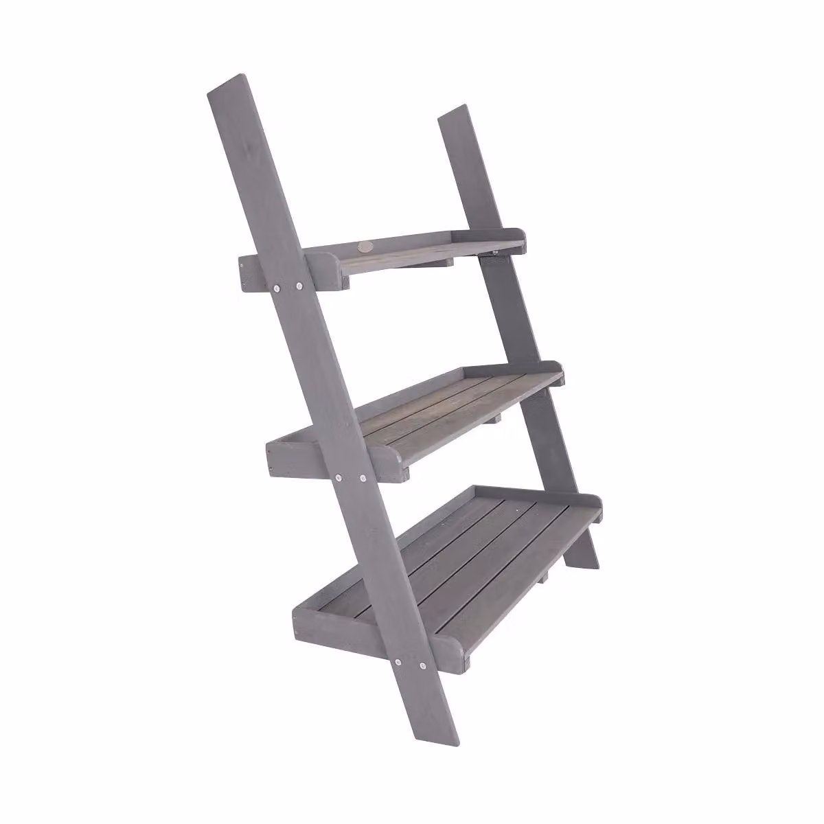 Charles Bentley Grey FSC Wood Wide Ladder Planter with 3 Shelves – 2