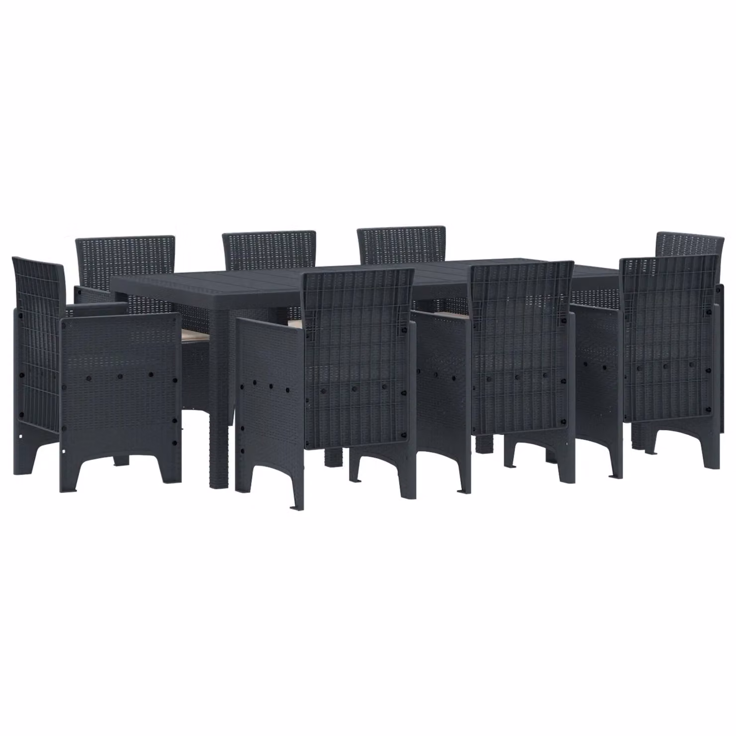 Berkfield Home 9 Piece Anthracite Poly Rattan Garden Dining Set with Cushions – 2