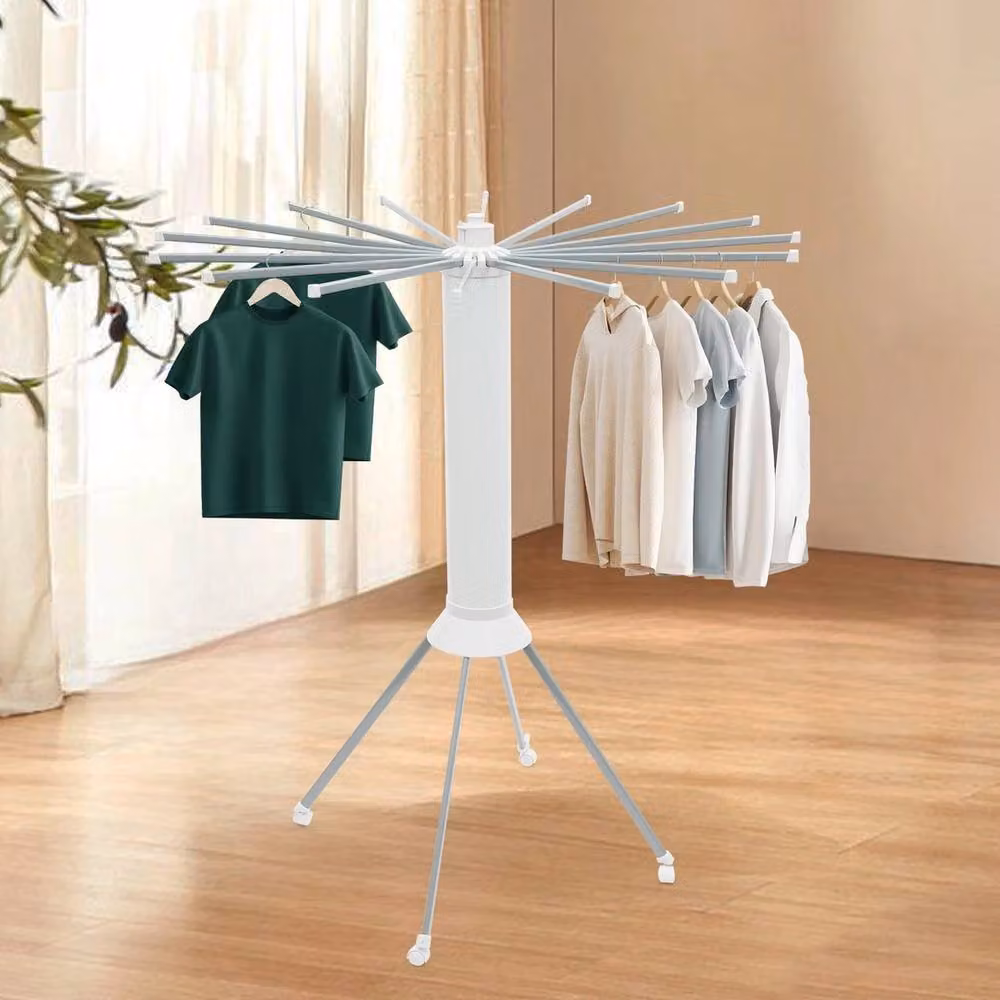 Havendro Large Foldable Clothes Airer Drying Rack with 16 Rails and Wheels, White – 2