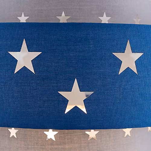 MiniSun Modern Blue and Grey Fabric Ceiling Light Shade with Star Design, Shade Width: 30 cm – 5