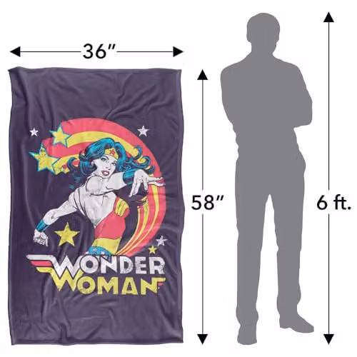 Warner Bros. Wonder Woman Good Vibes Super Soft Fleece Throw Blanket, Multicolour – 4