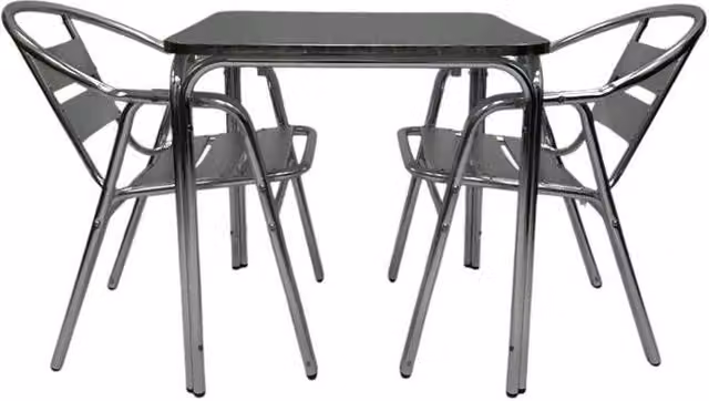 NESTLUNE Aluminium Cafe Bistro Furniture Set in Silver