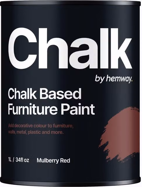Hemway Chalk Based Furniture Paint in Flat Matt Mulberry Red, 1L