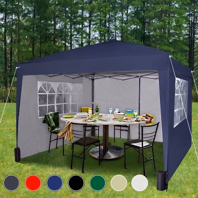 MCC Direct Blue Pop Up Gazebo with Removable Sides, Windows and Storage Bag, W/D: 300 x 300 cm – 1