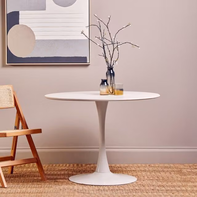 Interiors by Premier Laila Small Round Glossy White Dining Table