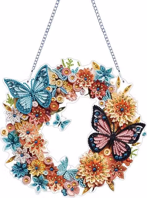 Syntego Butterfly Wreath Diamond Painting Kit in Multicolour and Yellow