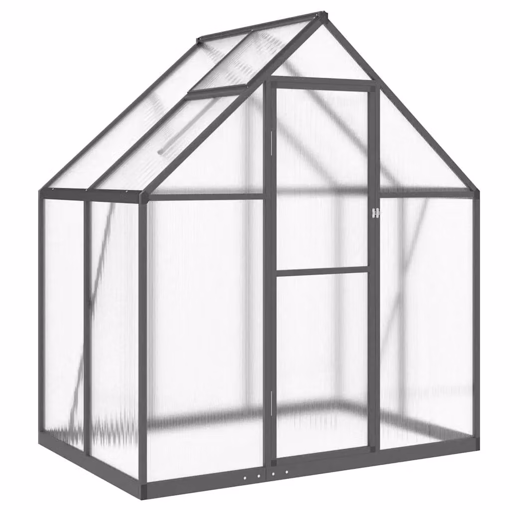 Berkfield Home Aluminium Greenhouse with Base Frame and Polycarbonate Panels in Anthracite, W/D/H: 169 x 114 x 195 cm – 2