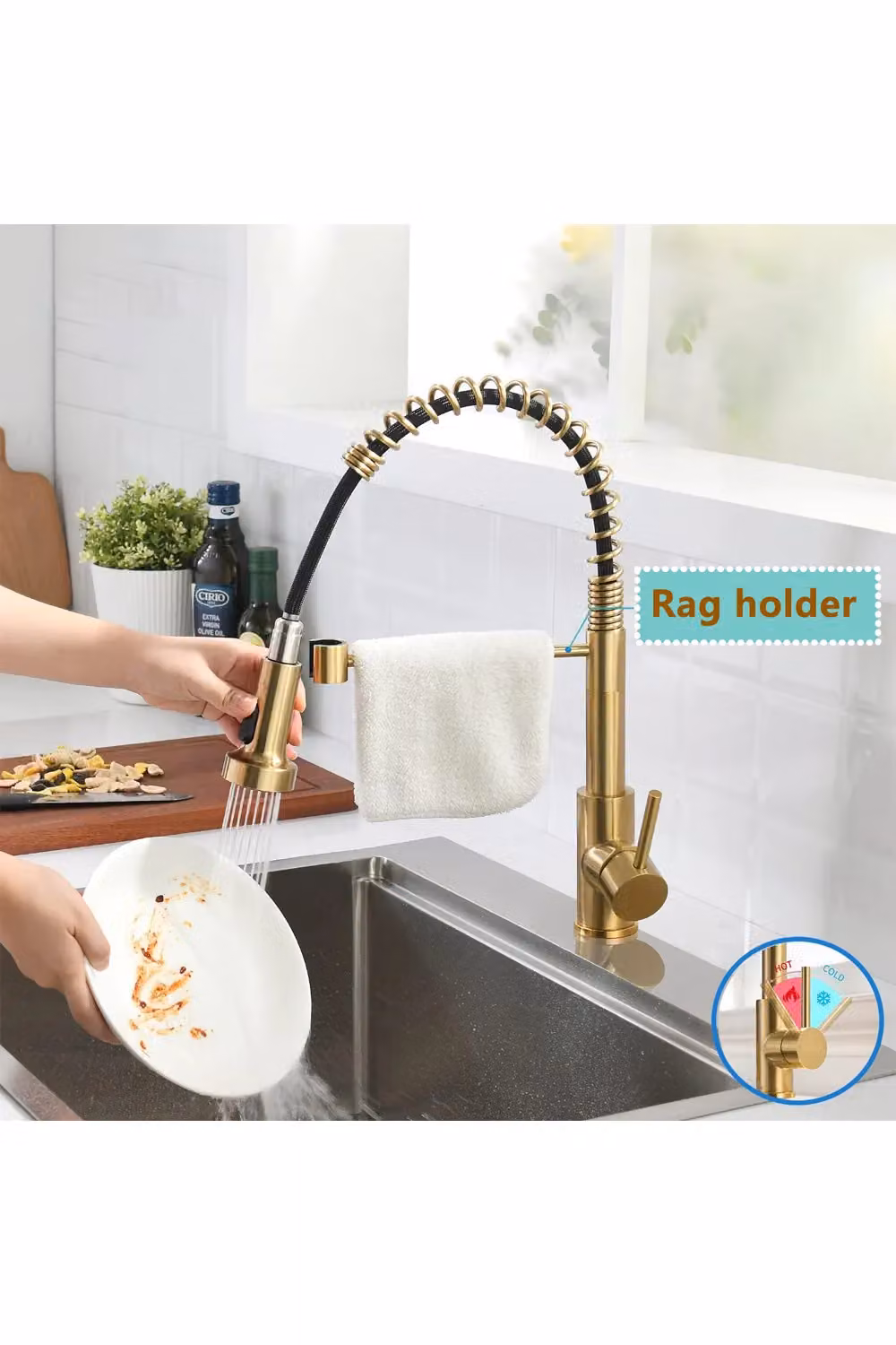 Living and Home Gold Stainless Steel Swivel Pulldown Kitchen Faucet with Pull-out Sprayer – 2