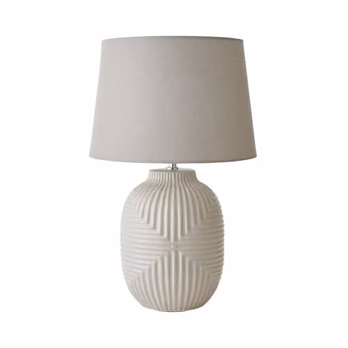 ValueLights Harrison Grey Ceramic Table Lamp with Chrome Details and LED Bulb Included – 1