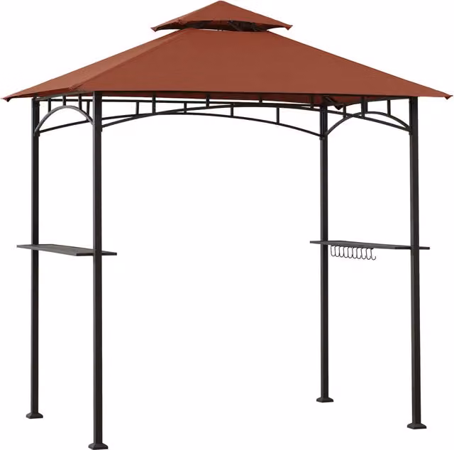 Sunjoy LINAS Grill Gazebo in Frosted Birch with Steel Frame