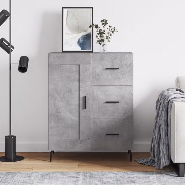 Berkfield Home Modern Sideboard in Concrete Grey, W/D/H: 69.5 x 34 x 90 cm – 1