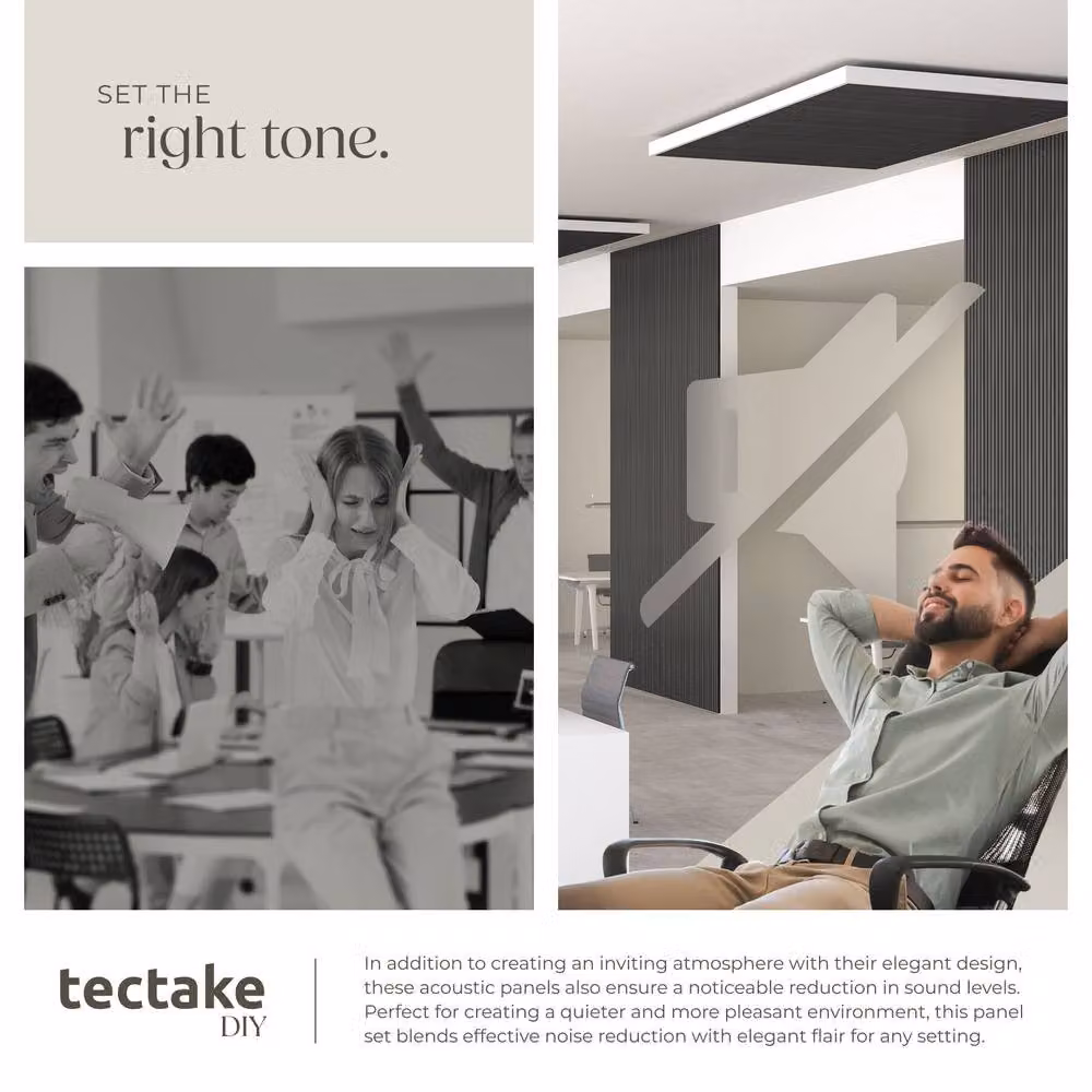 tectake Acoustic Wood Look Wall Panels in Black – 5