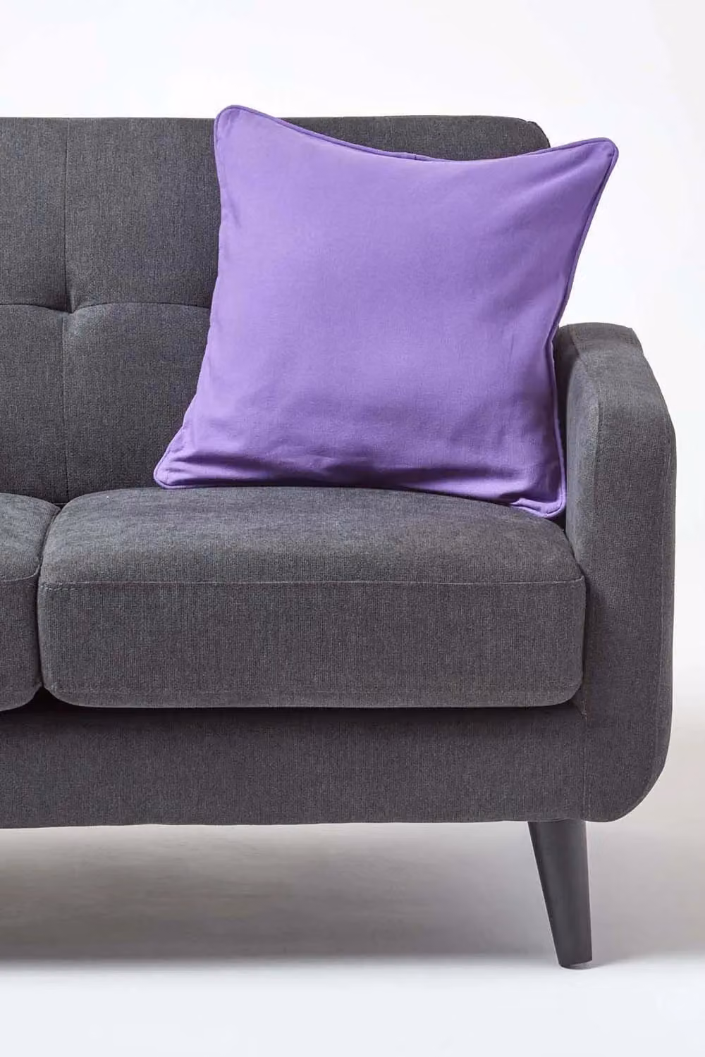 Homescapes Plain Purple Cotton Square Cushion Cover, W/D/H: 45 x 45 x 45 cm – 3