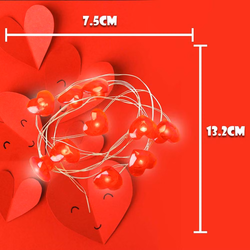 VFM e-Store Valentine's Day Red LED Heart String Lights with 10 Hearts, 120 cm – 2